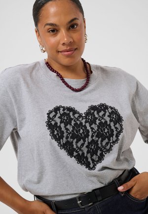Kaffe Curve, KCGLORINA TSHIRT - T-shirt con stampa - grey melange