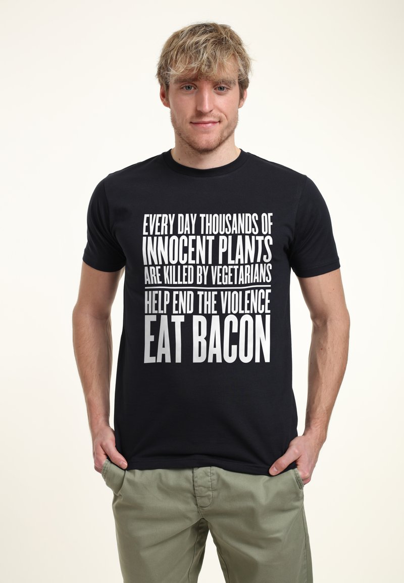 Henry Tiger FOOD DUKE SONS EAT BACON - Camiseta estampada - navy blue