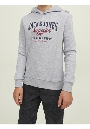 JJELOGO HOOD - Sweat à capuche - light grey melange