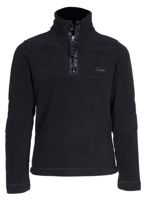 Pile nero a maniche lunghe con mezza cerniera e collo alto, con piccolo ricamo del logo sul petto a sinistra.