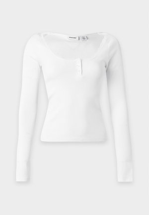 Noisy May, NMMAYA L/S LACE HENLEY TOP NOOS - T-shirt à manches longues - bright white