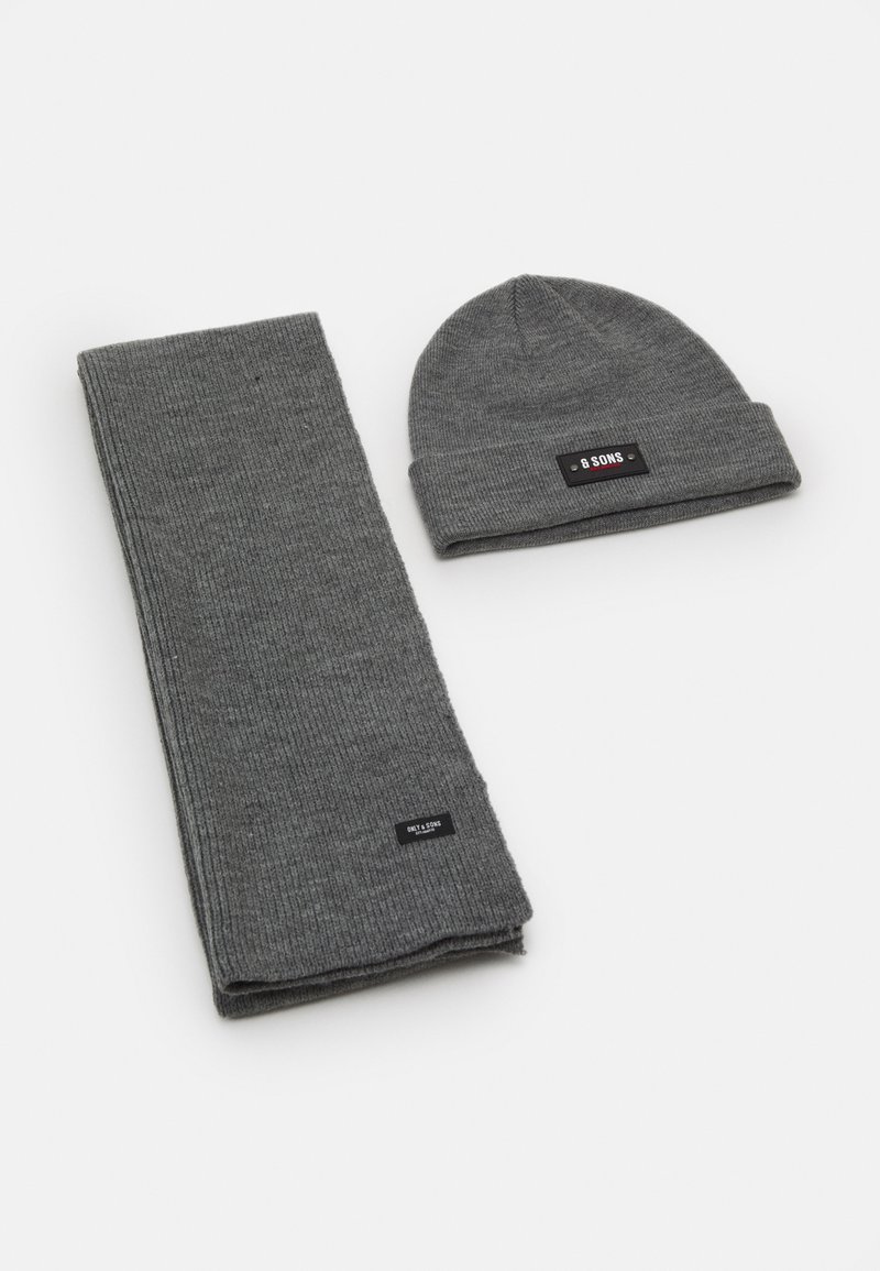 Only & Sons ONSEVAN BOX BEANIE SCARF SET - Cachecol - medium grey melange