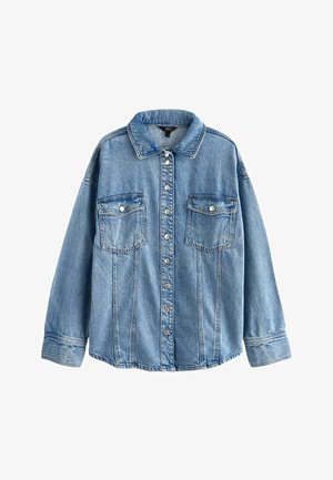 Heledasinine denim särk nupuga esiosaga, kahe rinna tasku ja klassikalise kraega. Omab vabamat istuvust ja kerget vintage-pleekimist.