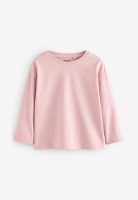 Lichtroze longsleeve t-shirt met een ronde halslijn. Gemaakt van zacht katoen, met een relaxte pasvorm en een eenvoudig ontwerp.
