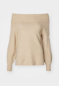 ONLJEANETT LIFE OFF SHOULDER - Striktrøje - humus melange