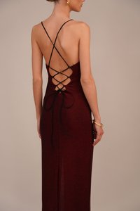 WAL G. EXCLUSIVE NYE GLITTER  ARGENTINE MIDI - Koktel haljina / svečana haljina - wine
