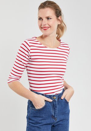 Armor lux GUERANDE MARINIÈRE - T-shirt à manches longues - blanc/braise