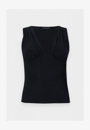 Μαύρο αμάνικο τοπ με βαθύ V-λαιμόκοψη και διακριτική λεπτομέρεια με ρίγες ύφασμα στο στήθος, κατασκευασμένο από την Anna Field.