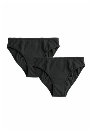 Schwarze Baumwollunterhosen im Doppelpack, mit klassischem Schnitt, elastischen Taillenbündchen und ohne sichtbare Muster. Weicher, glatter Stoff.