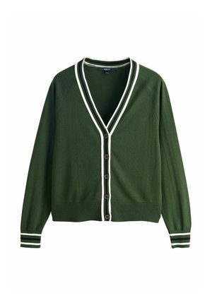 REGULAR FIT  - Strickjacke - dark khaki green tipped