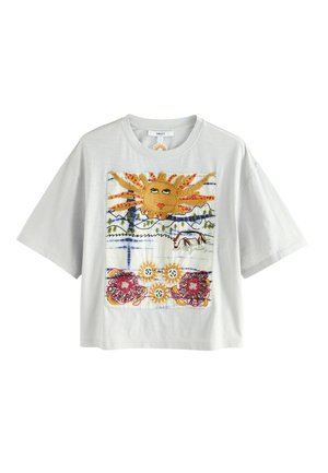 Next REGULAR FIT - SUN SCENE EMBROIDERED APPLIQUE FRONT GRAPHIC SHORT SLEEVE - Print T-shirt - light grey