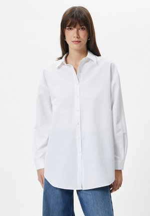 BUTTONED DRAPED LONG SLEEVE - Blusa - white