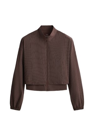OYSHO, WATER-REPELLENT PINSTRIPE TECHNICAL JACKET - Veste de survêtement - chocolate red