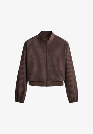 OYSHO, WATER-REPELLENT PINSTRIPE TECHNICAL JACKET - Veste de survêtement - chocolate red