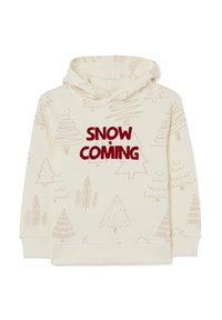 OVS CHRISTMAS REGULAR FIT WITH PRINT - Jersey con capucha - beige marl