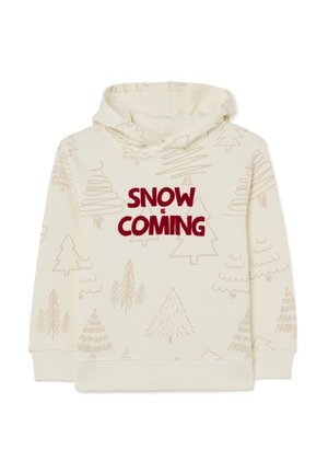 CHRISTMAS REGULAR FIT WITH PRINT - Sweat à capuche - beige marl
