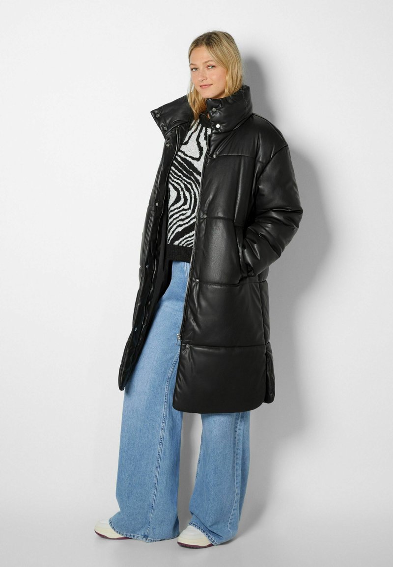 Bershka LONG Winter coat black Zalando.ie