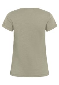 Korte mouw t-shirt in lichtgroen, met een ronde halslijn en een ontspannen pasvorm. De stof heeft een subtiele textuur met een lichte uitstraling.