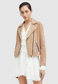 AllSaints - DALBY BIKER - Leren jas - pale tan brown Miniatuurafbeelding 1