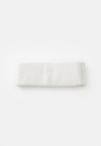 Bandeau en polaire de couleur blanche, de forme rectangulaire plate avec une texture douce. Les bords sont finis proprement, sans motifs ni accents visibles.