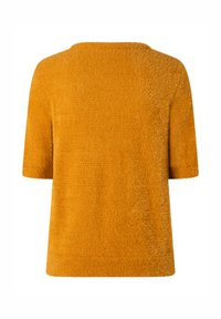 Korteblaasmouw shirt met een zachte, pluizige textuur, in een heldere geel-oranje kleur en een ontspannen, boxy pasvorm.