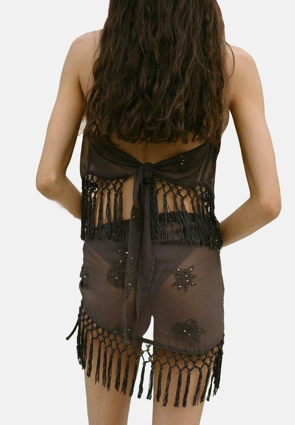 EMBROIDERED WITH FRINGE - Mini skirt