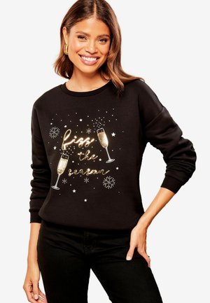 Lipsy CHRISTMAS ROUND NECK REGULAR FIT - Sweatshirt - black