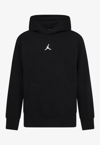 Felpa nera con cappuccio in cotone, dotata di tasca a kangaroo e logo Jumpman bianco sul petto. Polsini e orlo elasticizzati con cappuccio regolabile.