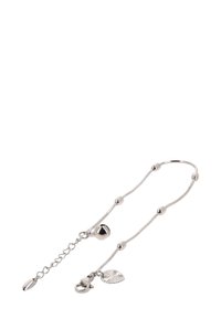 Srebrna bransoletka z falistym łańcuchem, sferycznymi koralikami, zapięciem na zatrzask oraz dekoracyjnym charms'em z teksturowanym wzorem promieni słonecznych.
