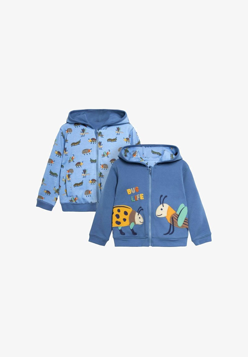 JoJo Maman Bébé APPLIQUE REVERSIBLE HOODIE - REGULAR FIT - Sweatjacke - denim blue bug
