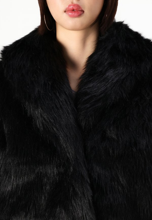 Shawl Collar Faux Fur Coat - Winter jacket4