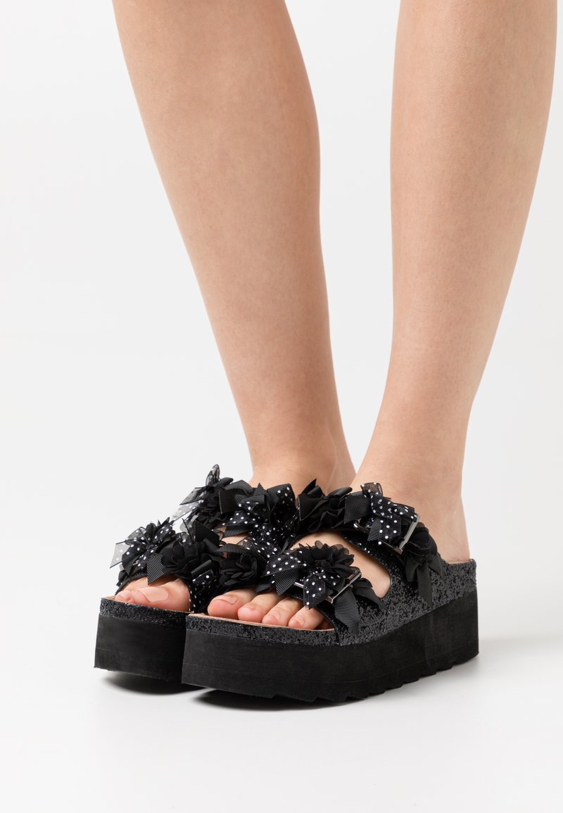 Damen Sneaker | Colors of California BES WITH BUCKLES AND RIBBONS Pantolette hoch black/mehrfarbig - OW24011 Damen Sneaker | Colors of California BES WITH BUCKLES AND RIBBONS Pantolette hoch black/mehrfarbig - OW24011