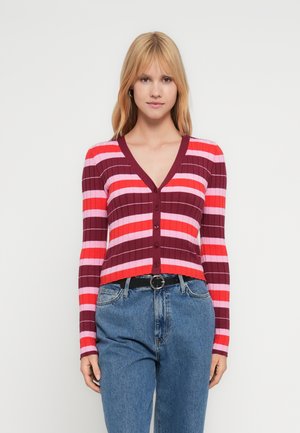 NMANNY V NECK CARDIGAN - Cardigan - tibetan red/begonia pink/tomato