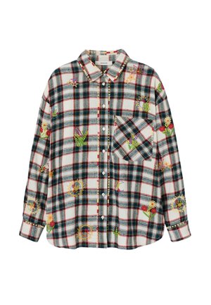 À CARREAUX BRODÉE - Chemisier - carreaux écrus