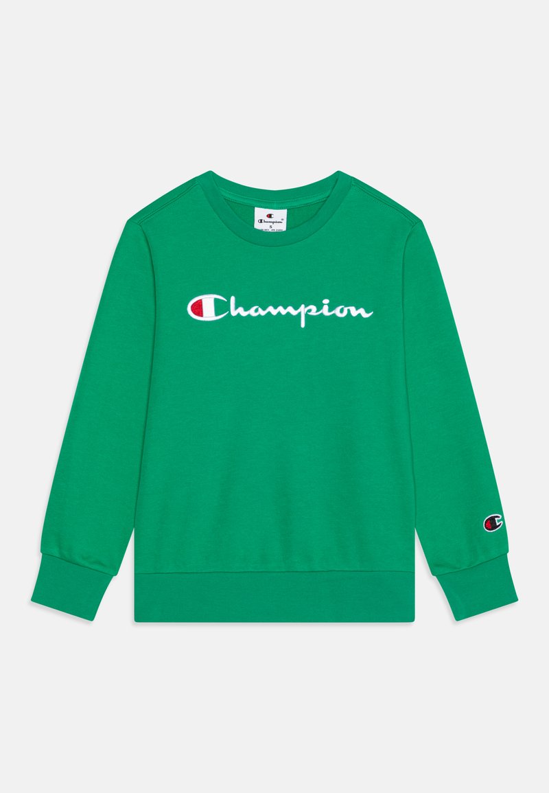 Grønn hettegenser i bomullsblanding med rund hals. Har hvit brodert "Champion" logo foran og liten logo detalj på ermet.