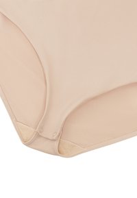 Ljusbeige body med en slät textur. Har tryckknappar och en sömlös design som betonar praktisk användning och komfort.