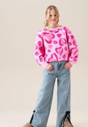 Angel & Rocket, REGULAR FIT - REYA LEOPARD PRINT HEART EYELASH JUMPER - Neule - pink