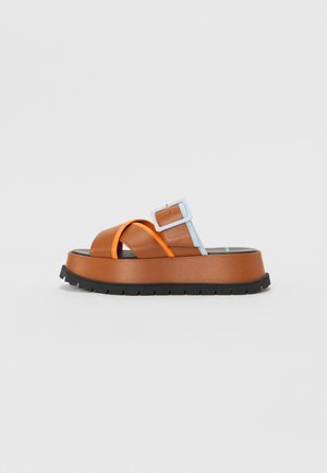 ALPHA MAXI - Platform sandals - camel/orange/baby blue