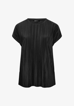 Yours Clothing SHORT SLEEVE PLISSE - Pusero - black