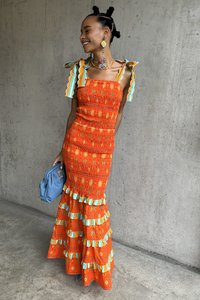 Never Fully Dressed SAHARA SHIRRED PIPER SKIRT - Jupe longue - orange