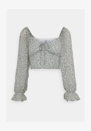 TIE DETAIL LONG SLEEVE BLOUSE - Blouse - mini leaves white