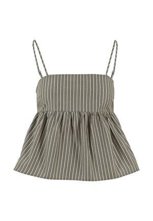 Urban Classics STRIPED CAMI - Topp - olive white