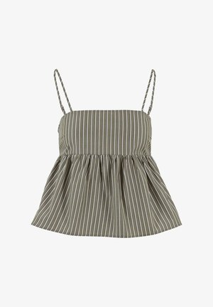 Urban Classics STRIPED CAMI - Débardeur - olive white
