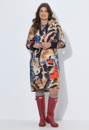 LAURASØN, SWEATKLEID,KAPUZE, LANGARM, PRINT, OEKO-TEX - Sweat Dress - walnut