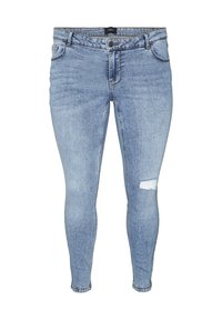 VMLYDIA SKINNY DESTR PLUS SIZE  - Oprijete (skinny) kavbojke - medium blue denim