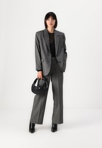 JDY JDYBLOOM SIRI STRAIGHT PANT - Hlače - black/white salt and pepper