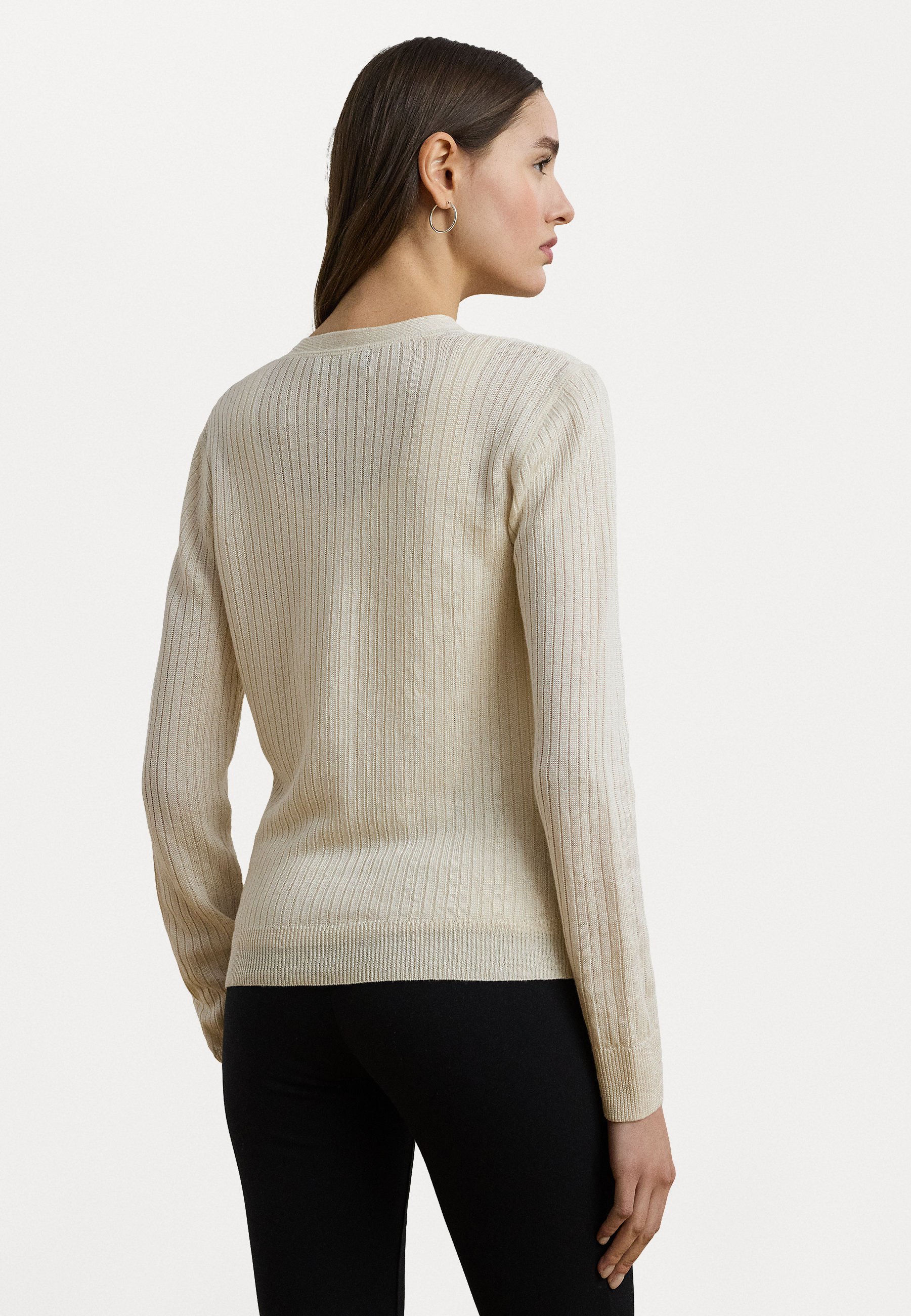 売れ筋商品|||ラルフローレン ニット&セーター レディース アウター Rib Knit Linen Blend V Neck Cardigan - Cardigan - mascarpone cream Lauren Ralph Lauren RIB-KNIT V-NECK CARDIGAN - Cardigan