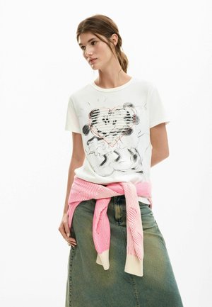 MICKEY AND MINNIE MOUSE HEART  - Nyomott mintás póló - white