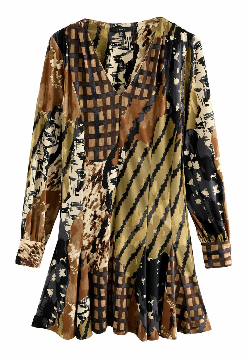 Next REGULAR FIT - LONG SLEEVE CUFF - Kasdienė suknelė - brown spliced animal print