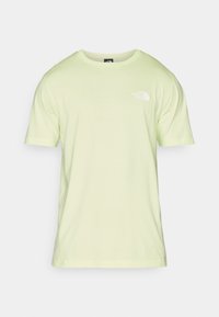 Světle zelené bavlněné tričko s kulatým výstřihem a krátkými rukávy. Na levém prsu je malé bílé logo. Přímý lem na spodním okraji.